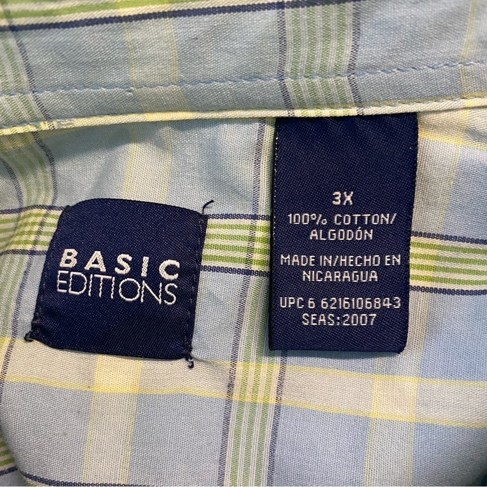 Basic Editions Classic Striped Button Down Shirt (Size:3X, Color:Multi) - Picture 3 of 3
